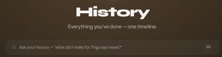 Η πραγματική είσοδος του History με κενή αναζήτηση. Οι αποθηκευμένες συνομιλίες και τα αγαπημένα δεν περιλαμβάνονται στη λήψη και δεν εκτελέστηκε αναζήτηση.