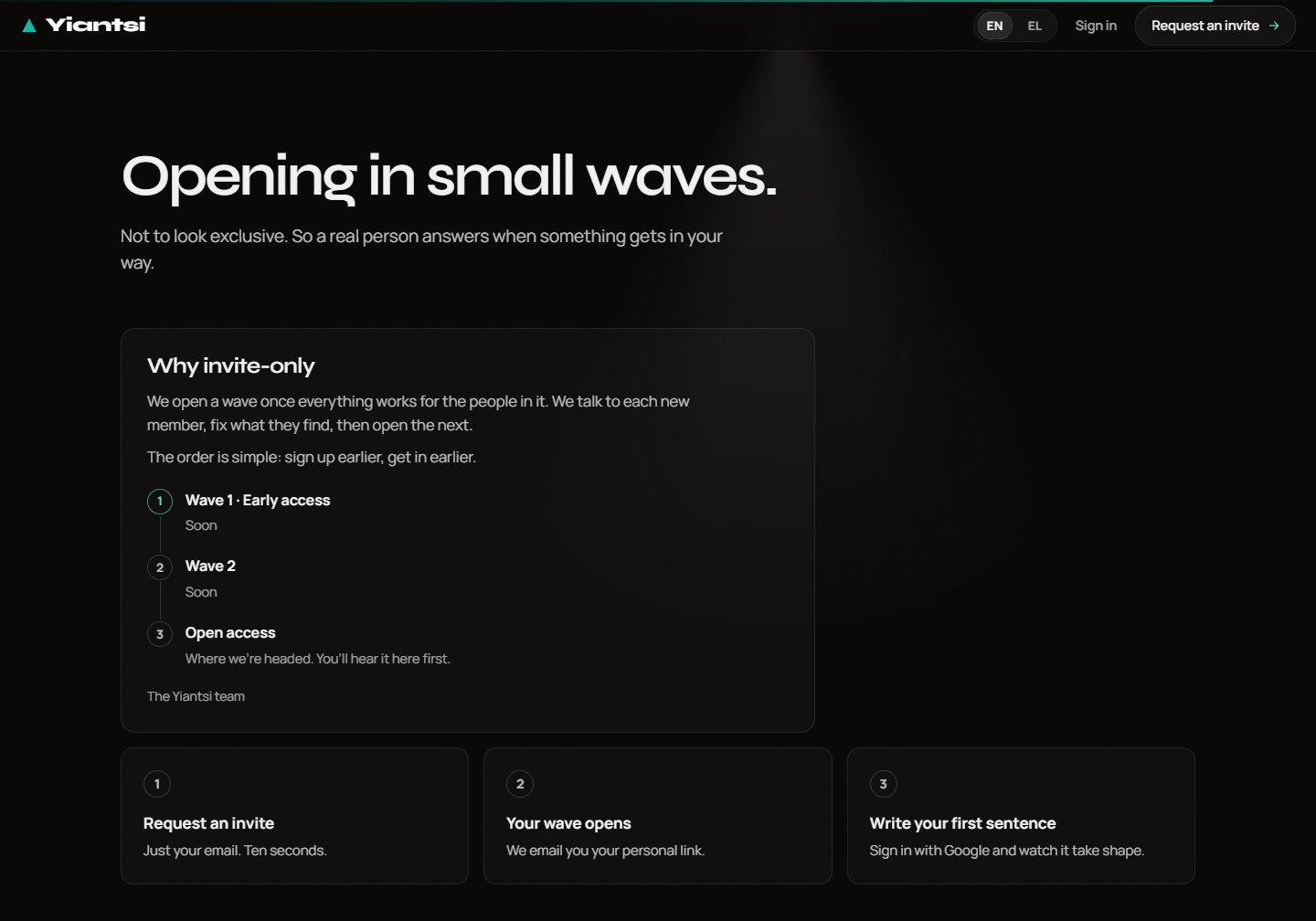 The invitation process and access stages on the public website.
